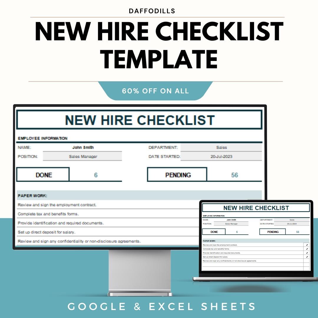 New Hire Checklist Template for Google Sheets & Excel - Streamline ...