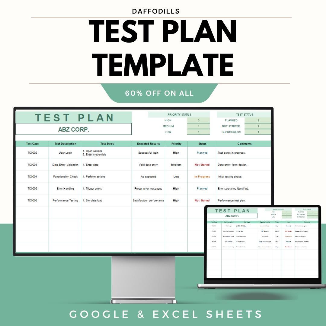 Test Plan Template, Software Testing Plan, QA Test Case Sheet, Test ...