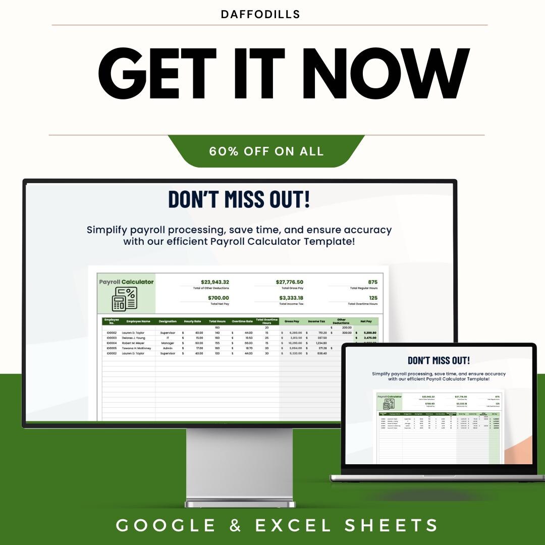 Payroll Calculator Template | Employee Salary and Overtime Tracker ...
