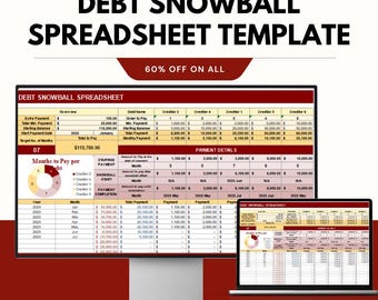 Debt Snowball Spreadsheet Template – Pay Off Debt Faster | Google Sheets & Excel – 60% Off