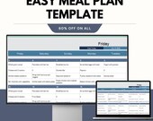 Easy Meal Plan Template, Weekly Food Planner, Editable Meal Prep Schedule, Grocery Budget Tracker, Google Sheets & Excel