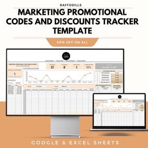 Spårning av marknadsföringskampanjkoder, kalkylblad för rabattspårning, spårning av kuponganvändning, hantering av kampanjkoder, Google Sheets Excel