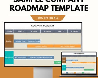 Sample Company Roadmap Template for Google Sheets & Excel - Project and Product Planning