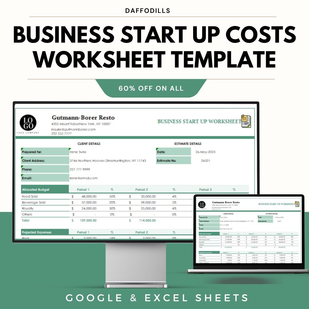 Business Start-up Costs Worksheet Template - Google and Excel Sheets ...