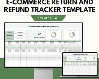 Trackersjabloon voor e-commerceretouren en terugbetalingen voor Google- en Excel-spreadsheets | Productretouren en terugbetalingen efficiënt beheren