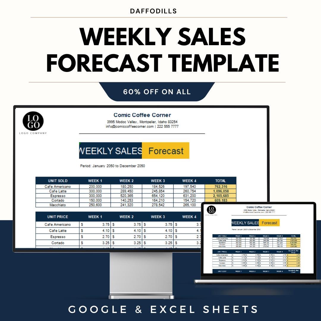 Weekly Sales Forecast Template, Google Sheets and Excel Sales Tracker ...