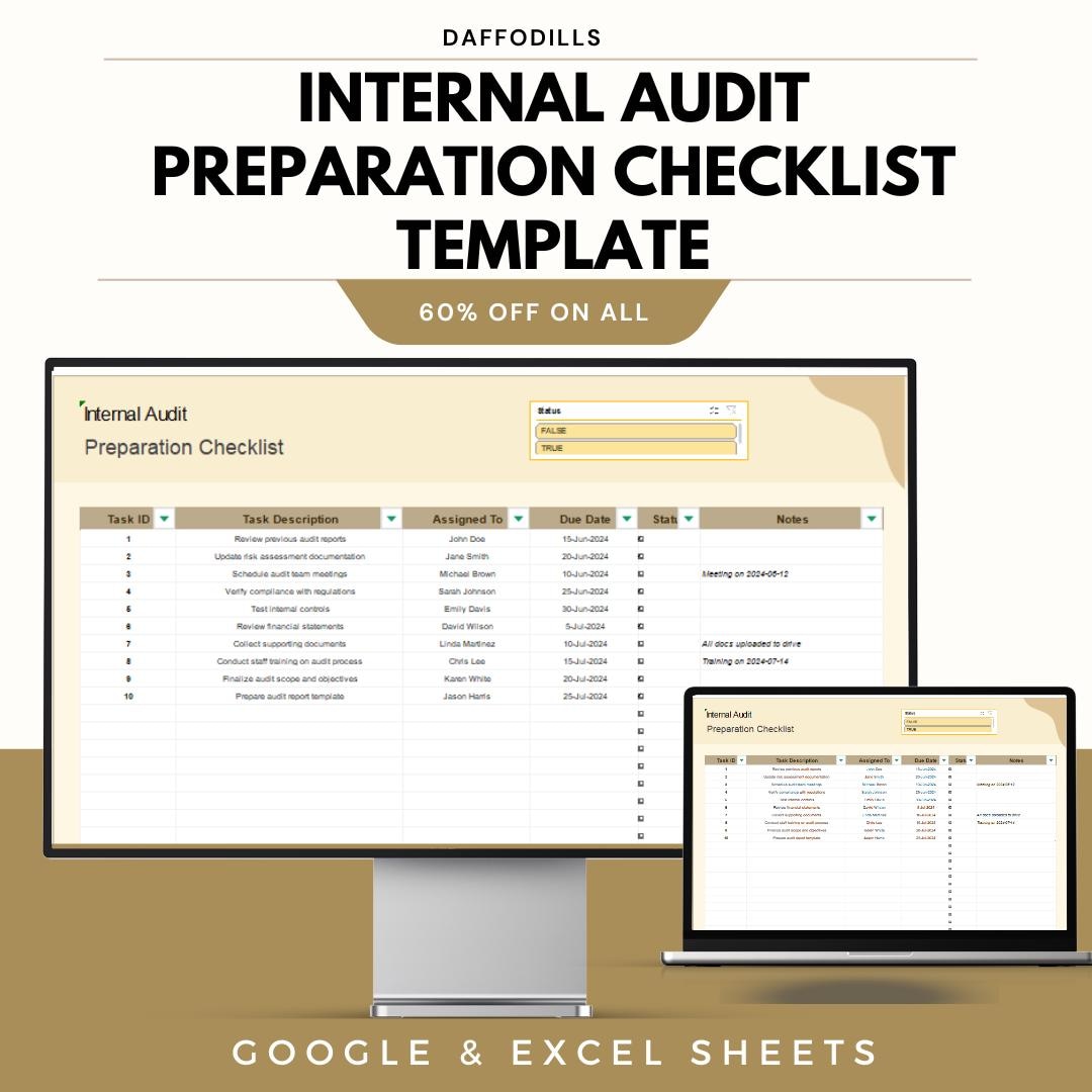 Internal Audit Preparation Checklist Template, Excel & Google Sheets ...