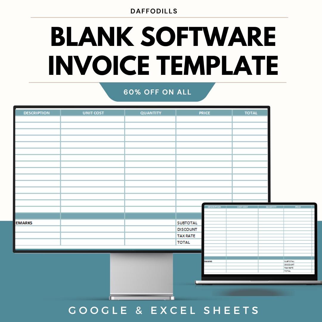 Blank Software Invoice Template, Editable IT Billing Sheet for Excel ...