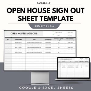 Mall för utloggning av öppet hus | Besökslogg för fastighetsmäklare | Inloggningsformulär för Excel och Google Sheets för öppet hus