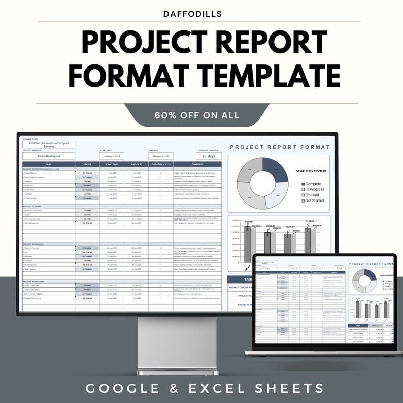 Project Report Format Template | Excel and Google Sheets Project Status ...