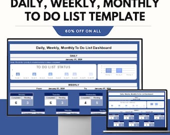 Daily, Weekly, Monthly To Do List Template – Google Sheets and Excel | Stay Organized & Productive