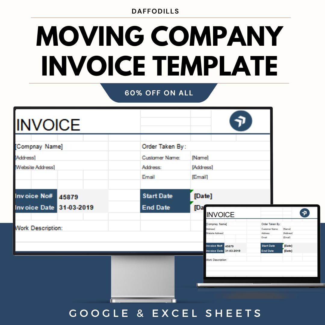 Moving Service Invoice Example Moving Company Invoice Template, Excel & Google Sheets Billing ...