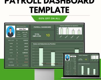 Plantilla de panel de nóminas / Rastreador de salarios y deducciones de empleados / Gestión de nóminas en Excel y Hojas de cálculo de Google