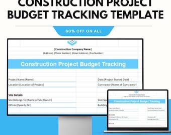 Modello di monitoraggio del budget del progetto di costruzione / Fogli Google ed Excel / Strumento di gestione del budget / Monitoraggio dei costi di costruzione / Budget del progetto