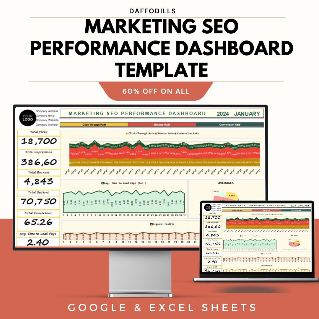 Marketing SEO Performance Dashboard Template | SEO Analytics, Traffic ...