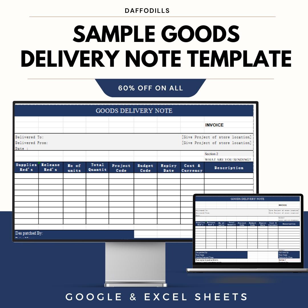 Sample Goods Delivery Note Template, Excel & Google Sheets, Delivery ...