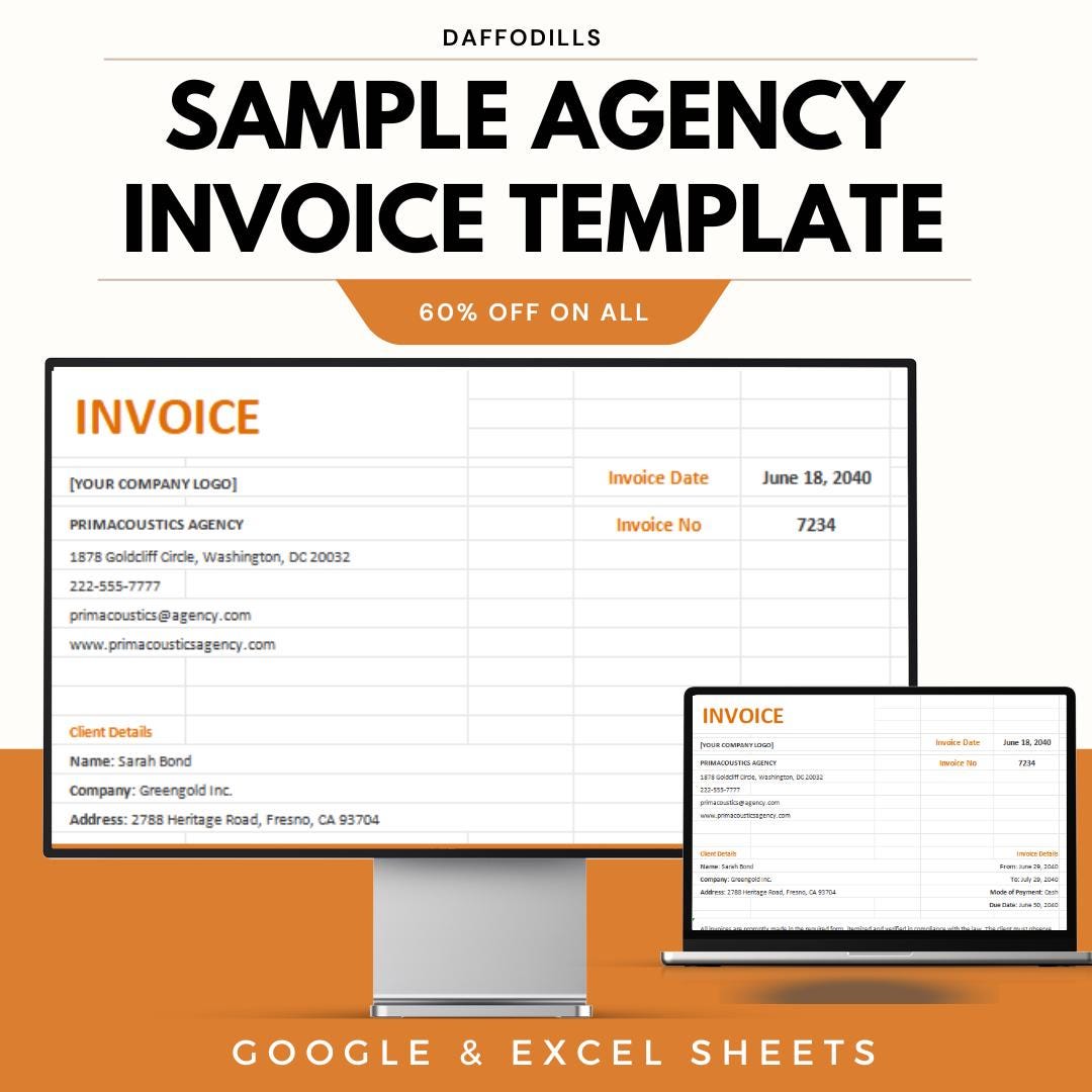 Sample Agency Invoice Template, Business Invoice Excel & Google Sheets ...