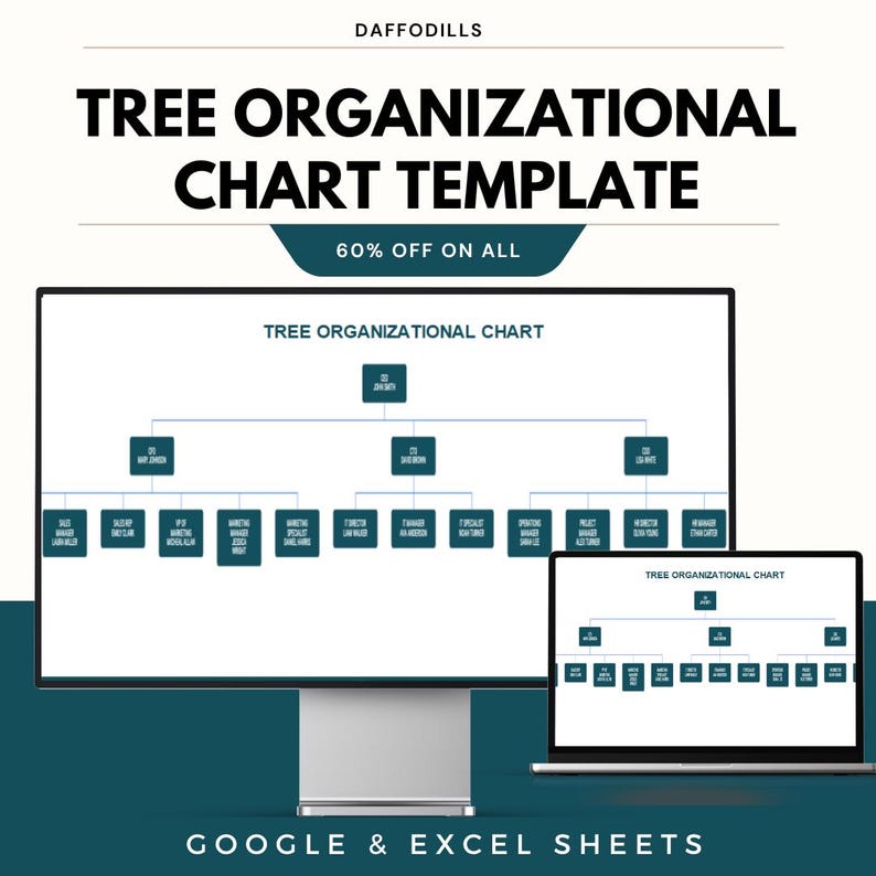 Tree Organizational Chart Template, Company Hierarchy Chart, Google ...