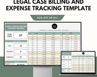 Plantilla de facturación y seguimiento de gastos de casos legales, hoja de cálculo de facturación de bufetes de abogados, seguimiento de gastos de casos de abogados, Hojas de cálculo de Google y Excel