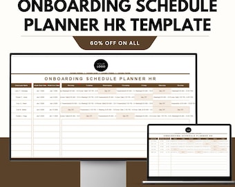 Modello di pianificazione del programma di onboarding per le risorse umane / Tracker della formazione dei dipendenti / Excel e Fogli Google Programma di onboarding del personale