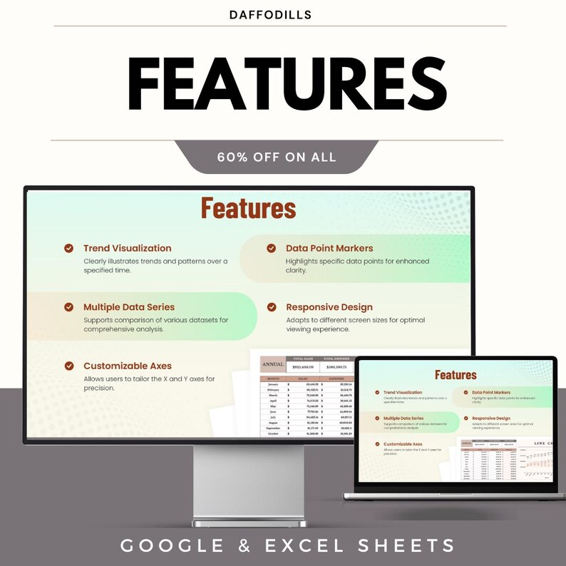 Line Chart Template, Data Visualization Dashboard, Google Sheets ...