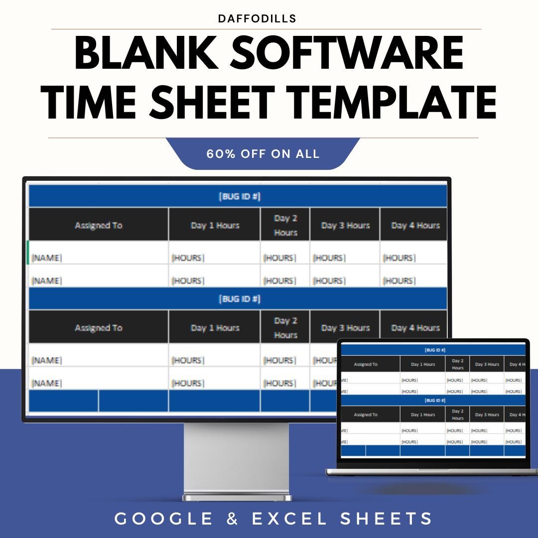 Blank Software Time Sheet Template, Developer Task Tracker, Bug ...