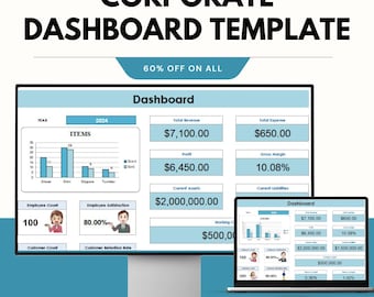 Corporate Dashboard Template – Google and Excel Sheets for Real-Time KPI Monitoring, Data Analysis & Visualization