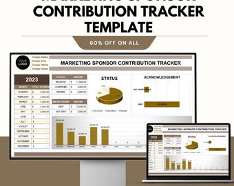 Plantilla de seguimiento de contribuciones de patrocinadores de marketing / Gestión de ingresos por patrocinio y asociaciones (Hojas de cálculo de Google y Excel)