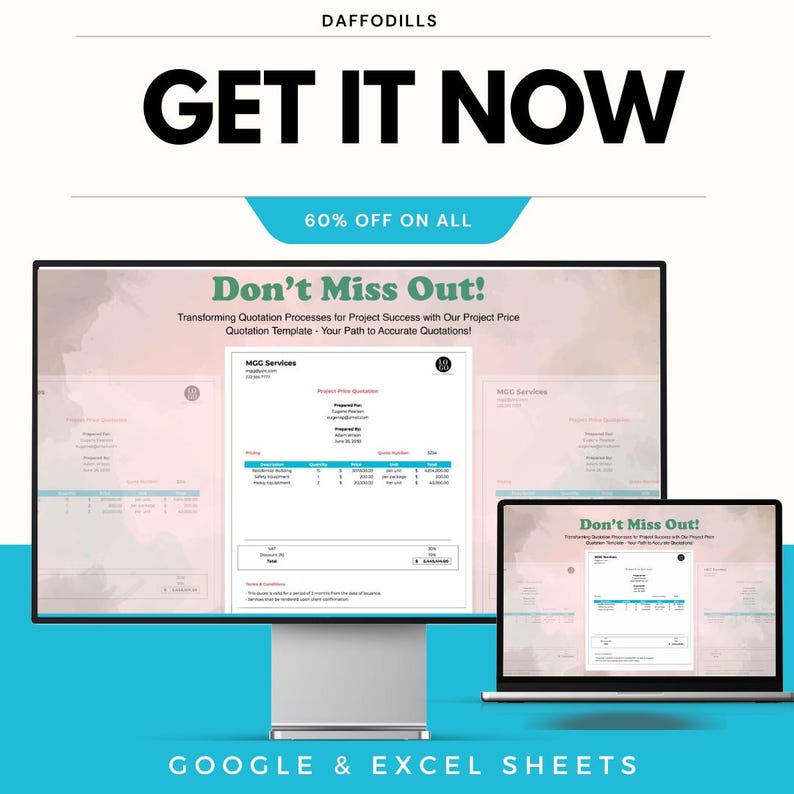 Project Price Quotation Template | Business Quotation Sheet | Excel and ...