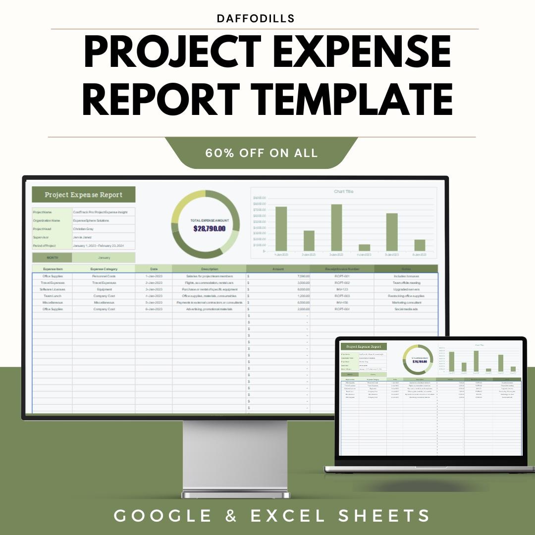 Project Expense Report Template, Excel and Google Sheets Project ...