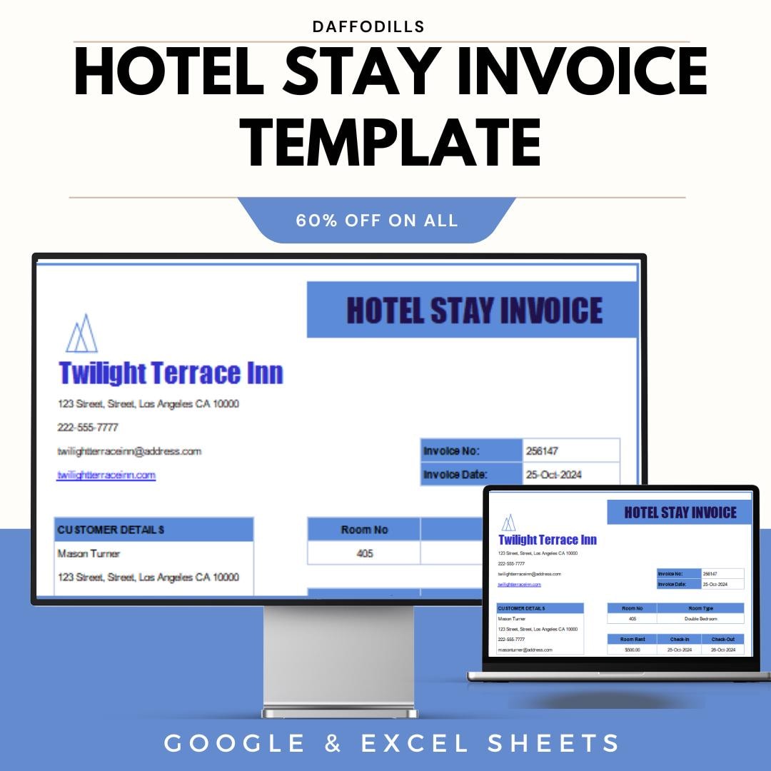 Hostel Invoice Example Hotel Stay Invoice Template | Printable and Digital | Google Sheets ...