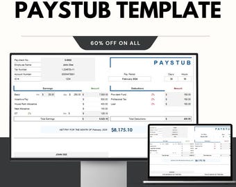 Plantilla de recibo de sueldo / Generador de recibos de nómina / Cheque de sueldo de empleados en Excel y Hojas de cálculo de Google