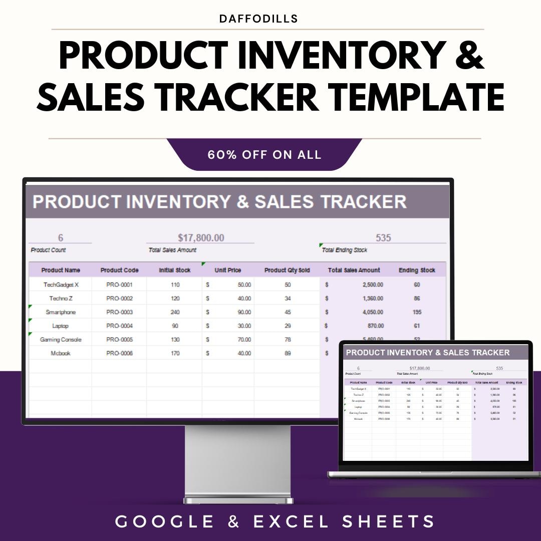 Items Sold Form Product Inventory & Sales Tracker Template, Google Sheets Excel Stock ...
