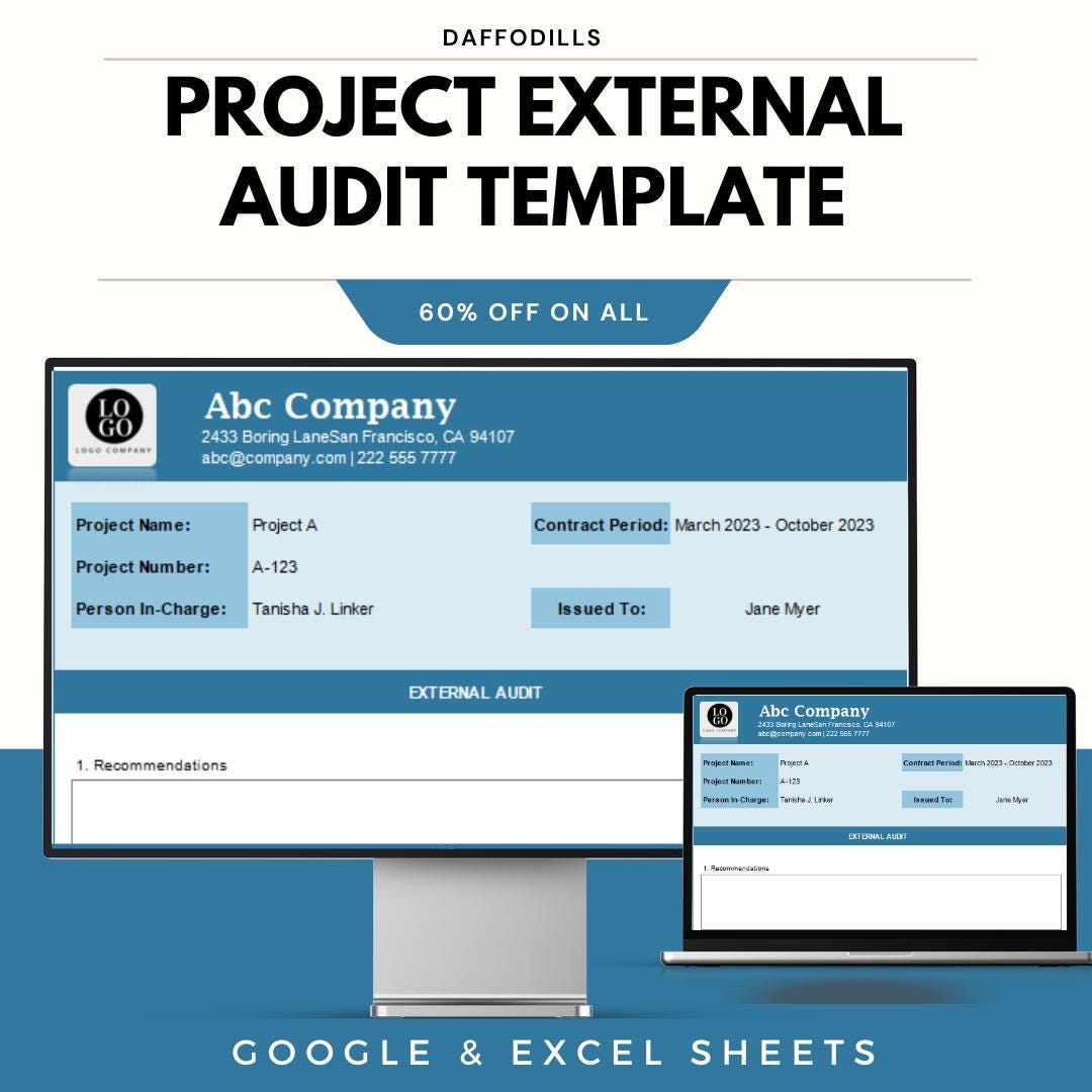 Project External Audit Template, Audit Report Sheet, Compliance and ...