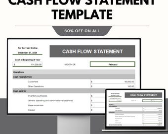 Cash Flow Statement Template - Google and Excel Sheets - Financial Tracking & Management Tool