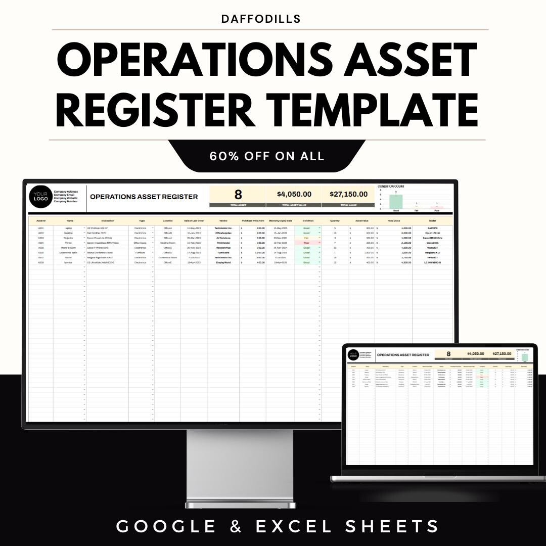 Operations Asset Register Template, Asset Management Spreadsheet ...