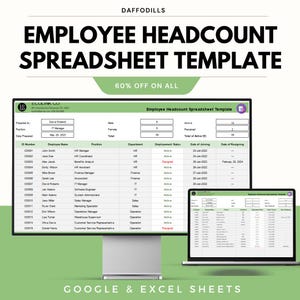 Employee Headcount Spreadsheet Template - Google & Excel Sheets - Employee Management Tool