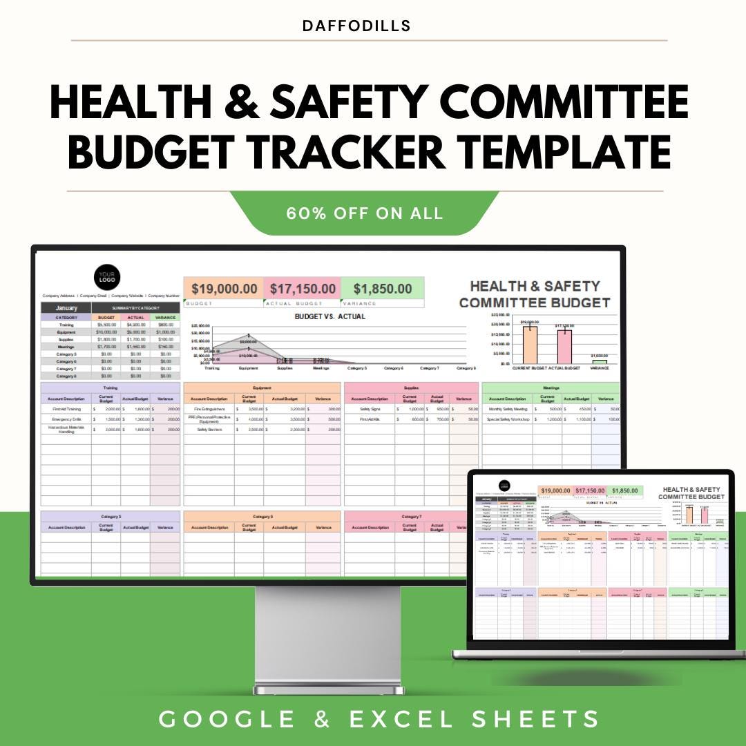 Health & Safety Committee Budget Tracker Template | Google and Excel ...