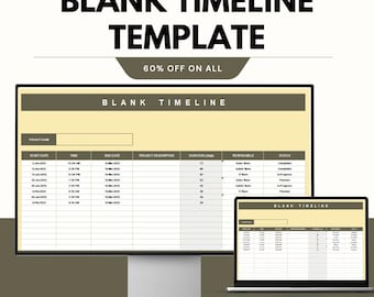 Blank Timeline Template | Project & Event Planner | Google and Excel Sheets | Customizable Schedule Tracker