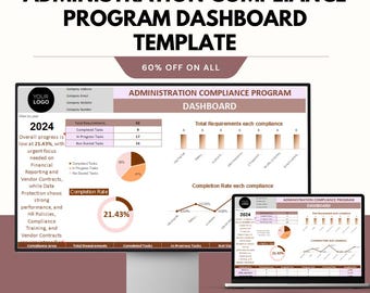 Administration Compliance Program Dashboard Template for Tracking Tasks and Compliance Metrics | Google & Excel Sheets
