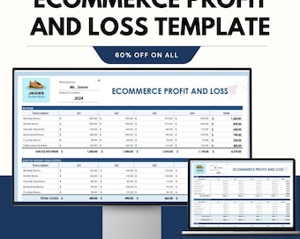 Ecommerce Profit and Loss Template for Google & Excel Sheets | Complete Financial Tracker for Online Stores