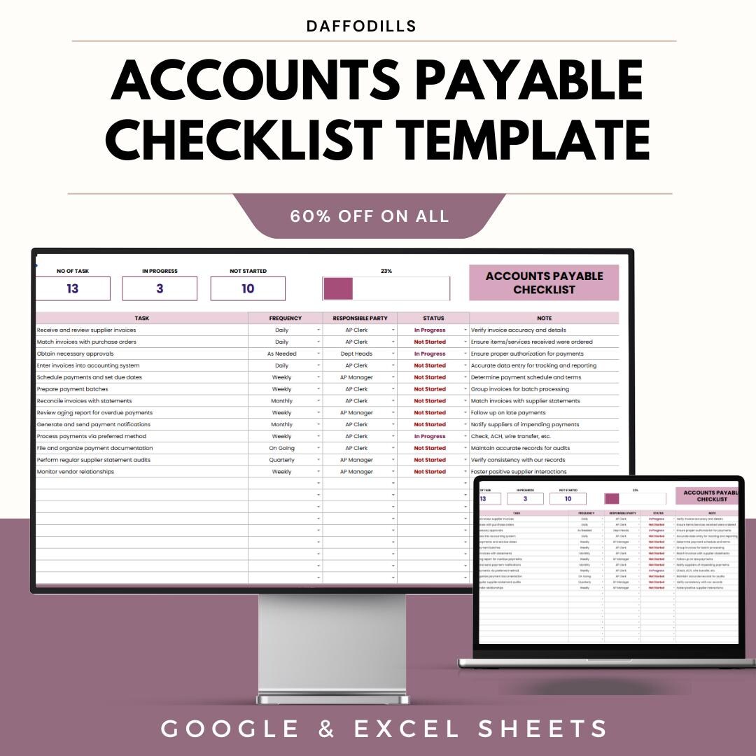Accounts Payable Checklist, AP Task Tracker, Invoice Processing ...