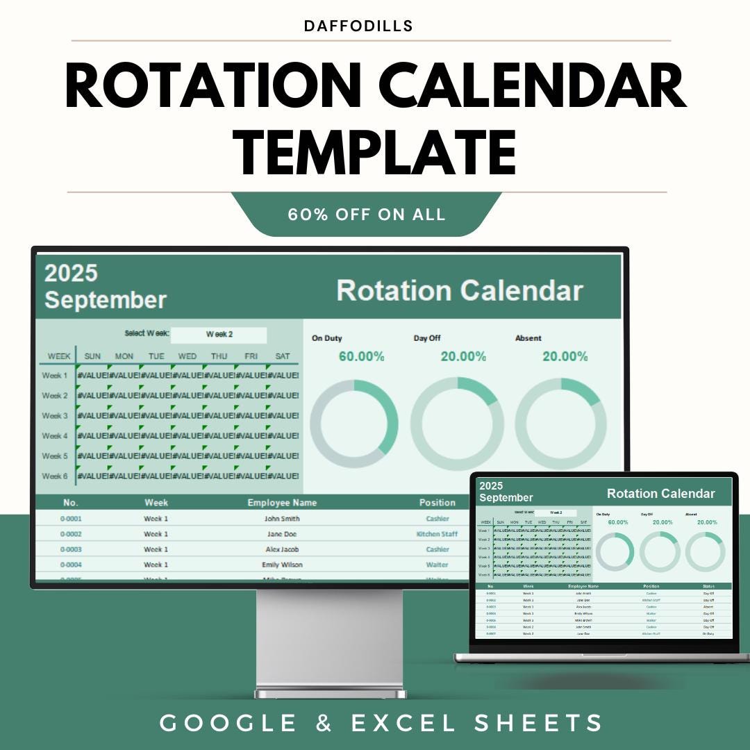 Printable Host Rotation Sheet Rotation Calendar Template, Employee Shift Rotation Schedule, Work ...