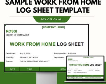 Work From Home Log Sheet Template for Google and Excel – Time Management & Productivity Tracker