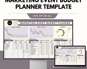 Plantilla de presupuesto para eventos de marketing, seguimiento de gastos de eventos, hoja de ingresos por patrocinio de eventos en Google Excel