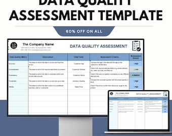 Data Quality Assessment Template - Google & Excel Sheets | Data Integrity, Quality Monitoring, Performance Analysis