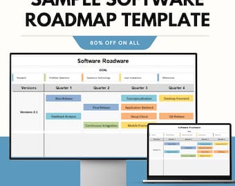 Voorbeeldsjabloon softwareroadmap voor Google en Excel: projectplanning en mijlpalentracker