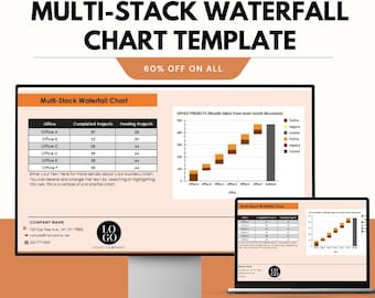 Multi-Stack Waterfall Chart Template, Business Data Chart, Google & Excel Sheet, Project Comparison Dashboard, Financial Tracker