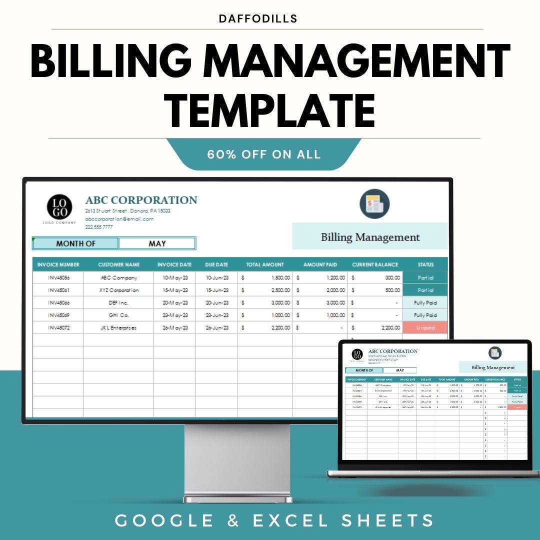 Billing Management Template – Google & Excel Sheets for Streamlined ...