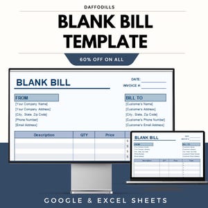 Bill Note Empty Blank Bill Template, Editable Invoice Template, Excel & Google Sheets ...